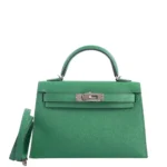 Hermès Mini Kelly 20 II Sellier Verso Cactus & Bleu Atoll Epsom Palladium Hardware replica bags