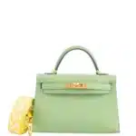 Hermès Mini Kelly 20 II Vert Criquet Chèvre Mysore Gold Hardware Affordable