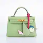 Hermès Mini Kelly 20 II Vert Criquet Chèvre Mysore Gold Hardware Affordable