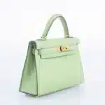 Hermès Mini Kelly 20 II Vert Criquet Chèvre Mysore Gold Hardware Affordable