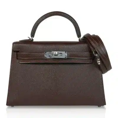 Hermès HSS Mini Kelly 20 Sellier Bi-Color Havane and Etrusque Chevre Palladium Hardware Lushentic Grade Bags