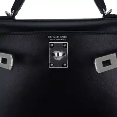 Hermès Mini Kelly 20 Sellier Black Box Calfskin logo1