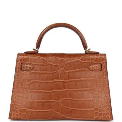 Hermès Mini Kelly 20 Sellier Gold Matte Alligator Mississippiensis Gold Hardware Replica designer handbags