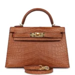 Hermès Mini Kelly 20 Sellier Gold Matte Alligator Mississippiensis Gold Hardware Replica designer handbags