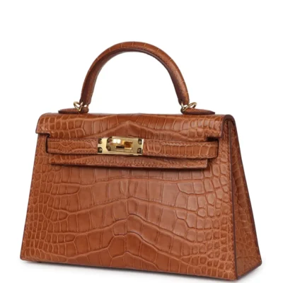 Hermès Mini Kelly 20 Sellier Gold Matte Alligator Mississippiensis Gold Hardware Replica designer handbags