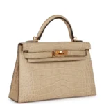 Hermès Mini Kelly 20 Trench Matte Alligator Mississippiensis Gold Hardware Fake luxury bags for sale