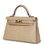 Hermès Mini Kelly 20 Trench Matte Alligator Mississippiensis Gold Hardware Fake luxury bags for sale