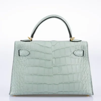 Hermès Mini Kelly 20 Vert D'Eau Matte Alligator Mississippiensis Gold Hardware Replica designer handbags