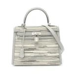 Hermès Rare Collectible 2001 Kelly 25 Sellier Grey Box Calf & Vibrato Satchel Palladium Hardware Lushentic Replica