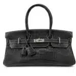 Hermès Rare Collectible 2007 Birkin 42 "Shoulder Birkin" Graphite Matte Porosus Crocodile JPG Shoulder Palladium Hardware replica handbags online