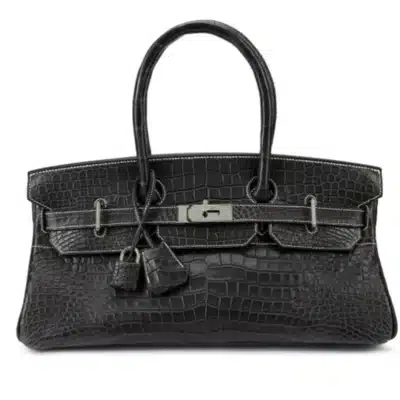 Hermès Rare Collectible 2007 Birkin 42 "Shoulder Birkin" Graphite Matte Porosus Crocodile JPG Shoulder Palladium Hardware replica handbags online