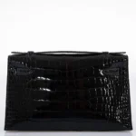 Hermès Rare Collectible 2019 Kelly Pochette Black Shiny Alligator Mississippiensis JPG Gold Hardware Lushentic replica handbags