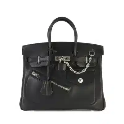 Hermès Rare Collectible Birkin 25 Black Volupt Rock Handbag Silver Hardware