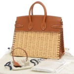 Hermès Rare Collectible Birkin 25 Picnic Rattan Barenia Silver Hardware replica bags