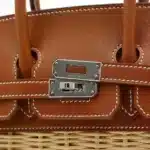 Hermès Rare Collectible Birkin 25 Picnic Rattan Barenia Silver Hardware replica bags