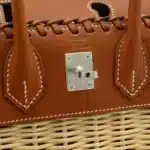 Hermès Rare Collectible Birkin 25 Picnic Rattan Barenia Silver Hardware replica bags