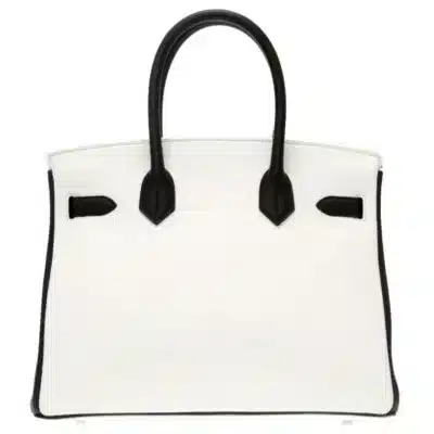 Hermès HSS Birkin 30 Clemence White and Black Panda Silver Hardware