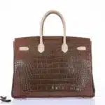 Hermès Rare Collectible Birkin 35 Gris Elephant/Etrusque/Ficelle Tri-Exotic Ghillies Grand Marriage Permabrass Hardware Affordable designer bag dupes