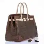 Hermès Rare Collectible Birkin 35 Gris Elephant/Etrusque/Ficelle Tri-Exotic Ghillies Grand Marriage Permabrass Hardware Affordable designer bag dupes