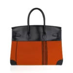 Hermès Rare Collectible Birkin 35 Orange Potamus Toile/Box Calf Palladium Hardware Fake luxury bags for sale