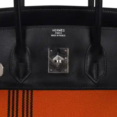 Hermès Rare Collectible Birkin 35 Orange Potamus Toile/Box Calf Palladium Hardware Fake luxury bags for sale