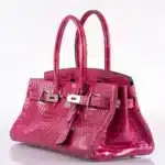 Hermès Rare Collectible Birkin 42 “Shoulder Birkin" Fuchsia Shiny Porosus Crocodile JPG Shoulder Palladium Hardware Lushentic replica handbags