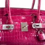 Hermès Rare Collectible Birkin 42 “Shoulder Birkin" Fuchsia Shiny Porosus Crocodile JPG Shoulder Palladium Hardware Lushentic replica handbags