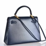 Hermès Rare Collectible Kelly 15 Sellier Blue Box Calfskin Gold Hardware Luxury replica handbag