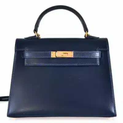 Hermès Rare Collectible Kelly 15 Sellier Blue Box Calfskin Gold Hardware Luxury replica handbag