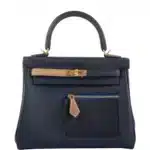 Hermès Rare Collectible Kelly 25 Retourne Bleu Nuit Swift Colormatic Gold Hardware Lushentic Bags