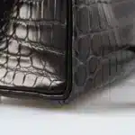 Hermès Rare Collectible Kelly 25 Retourne Graphite Matte Niloticus Crocodile Brushed Palladium Hardware Replica Bags