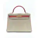 Hermès Rare Collectible Kelly 25 Retourné Gris Perle & Rose Extrême Matte Alligator Mississippiensis Custom Brushed Palladium Hardware Replica inspired