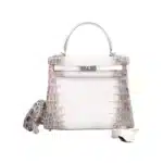 Hermès Rare Collectible Kelly 25 Retourne White Himalayan Matte Niloticus Crocodile Palladium Hardware Lushentic Grade Bags