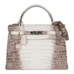 Hermès Rare Collectible Kelly 32 Himalaya Crocodile Palladium Hardware Fake luxury bags for sale