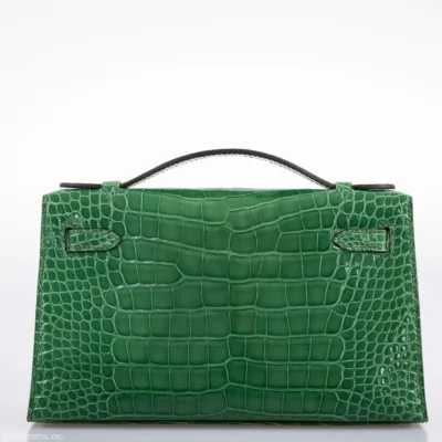 Hermès Rare Collectible Kelly Pochette Cactus Shiny Alligator Mississippiensis JPG Gold Hardware Lushentic Grade bags