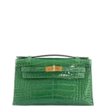 Hermès Rare Collectible Kelly Pochette Cactus Shiny Alligator Mississippiensis JPG Gold Hardware Best Lushentic Bags