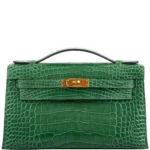 Hermès Rare Collectible Kelly Pochette Cactus Shiny Alligator Mississippiensis JPG Gold Hardware Lushentic Grade bags