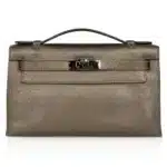 Hermès Rare Collectible Kelly Pochette Metallic Bronze Chevre Palladium Hardware luxury bags