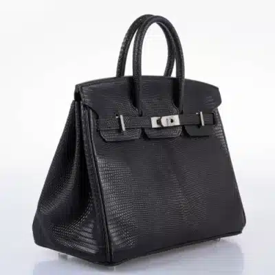 Hermès Vintage 2009 Birkin 25 Black Salvator Lizard With Jacob & Co. Diamond Encrusted 18k White Gold Hardware