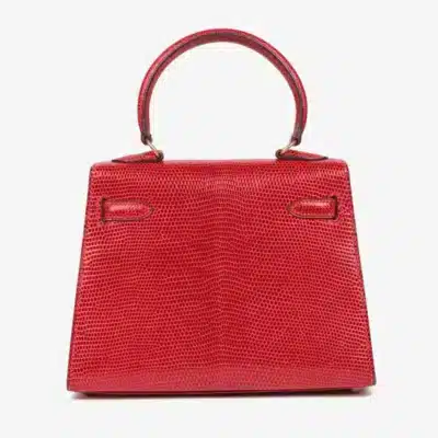 Hermès Vintage Mini Kelly 20 Rouge Vif Niloticus Lizard Gold Hardware