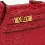 Hermès Vintage Mini Kelly 20 Rouge Vif Niloticus Lizard Gold Hardware