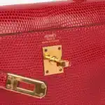 Hermès Vintage Mini Kelly 20 Rouge Vif Niloticus Lizard Gold Hardware