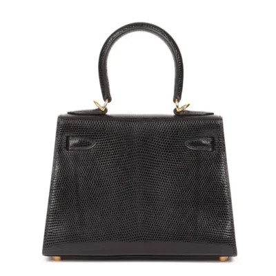 Hermès Vintage Mini Kelly 20 Sellier Black Niloticus Lizard Gold Hardware Replica Designer Bags