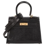 Hermès Vintage Mini Kelly 20 Sellier Black Niloticus Lizard Gold Hardware Replica Designer Bags